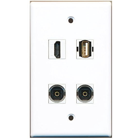RiteAV - 1 Port HDMI 1 Port USB A-A 2 Port Toslink Wall Plate