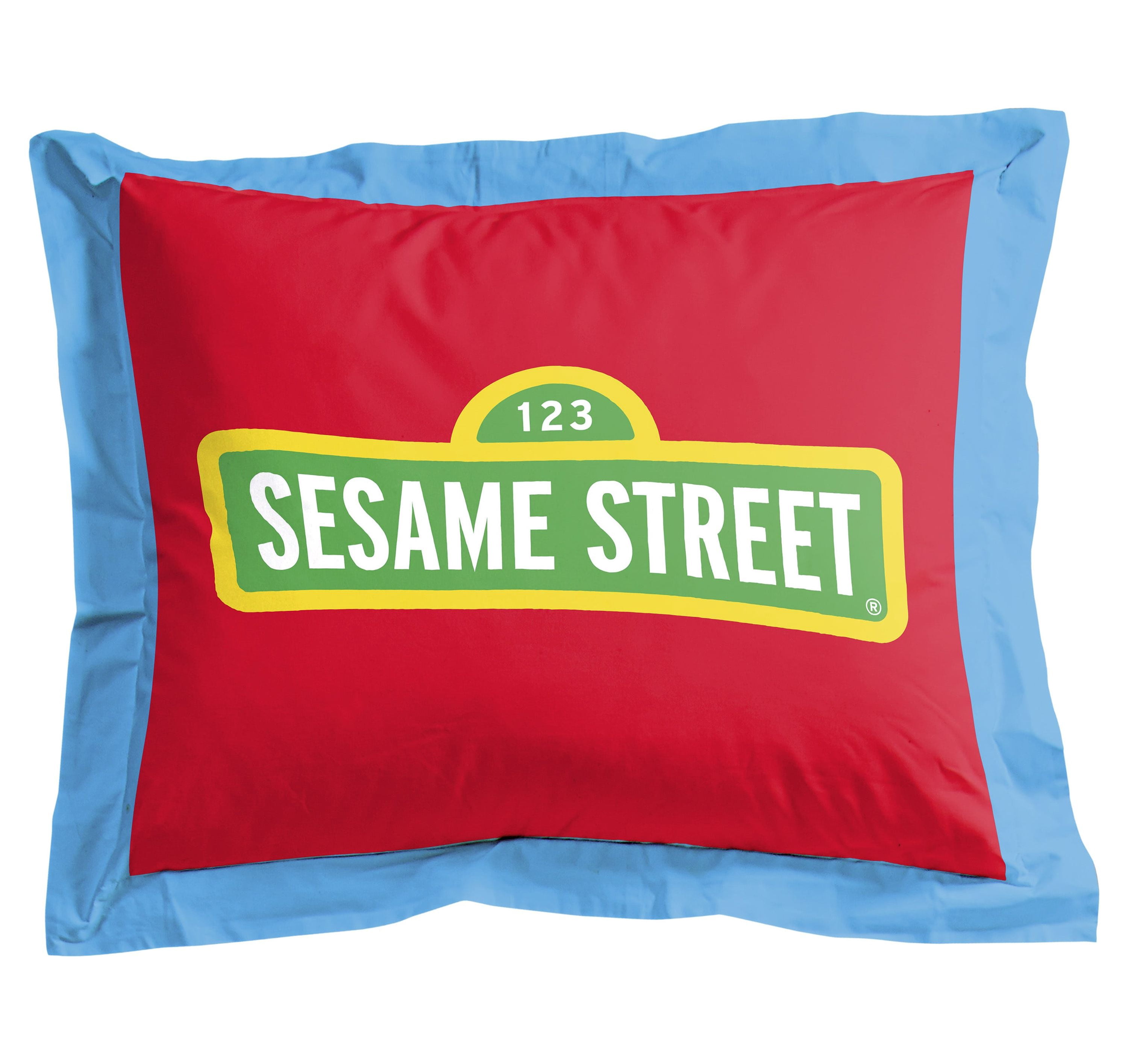 Sesame Street Stripes Kids 2-Piece Twin/Full Reversible Comforter and Sham Bedding Set, 100% Polyester, White