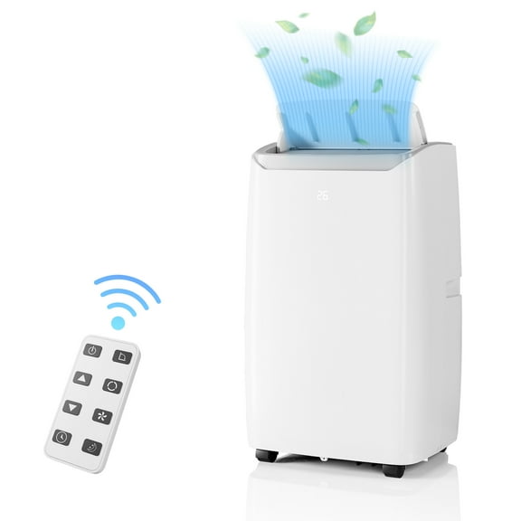 14,000 BTU Portable Air Conditioner with Built-In Dehumidifier - Portable AC Unit for Rooms Up to 750 Sq Ft - Remote Control, Window Mount Exhaust Kit, Easy to Move