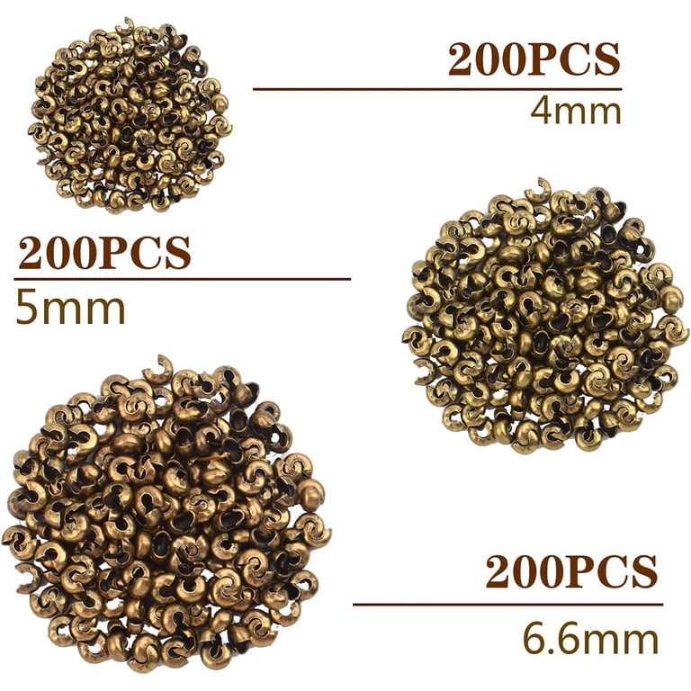 Aylifu 600pcs Silver Crimp Bead Covers – 3 Sizes (3mm, 4mm, 5mm) For DIY Jewelry Making