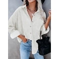 thumbnail image 4 of Asyoly Womens Corduroy Button Down Shirts Jacket Boyfriend Long Sleeve Solid Color Shacket Jacket Oversized Coats Casual Loose Tops with Pocket, 4 of 5