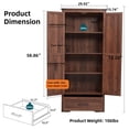 thumbnail image 3 of ACCOHOHO Pantry Cabinet, 72" Tall Farmhouse Storage Cabinet with Adjustable Shelves & 1 Drawer for for Kitchen, Dining Room, Rustic Brown, 3 of 7