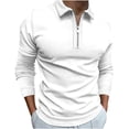 thumbnail image 2 of QUINDOS Mens Shirts,Men's Fall And Winter Fashion Casual Solid Turndown Pullover Zipper Long Sleeve Loose Work Tee Shirts, 2 of 8