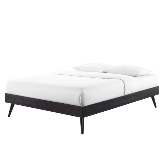 Platform Bed Frame, Twin Size, Wood, Black, Modern Contemporary Urban Design, Bedroom Master Guest Suite