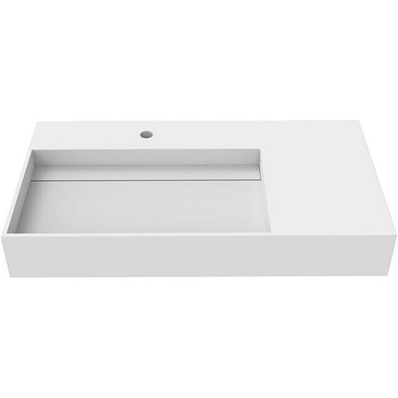 Pemberly Row 36" Solid Surface Left Basin Bathroom Sink in White