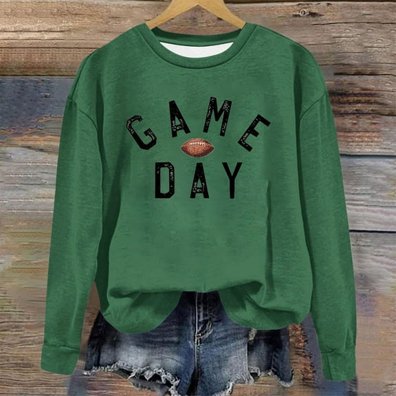 Wancir Game Day Sweatshirt Women Football Sweatshirts Rugby Graphic Pullover Weekend Tops Casual Football Season Shirt