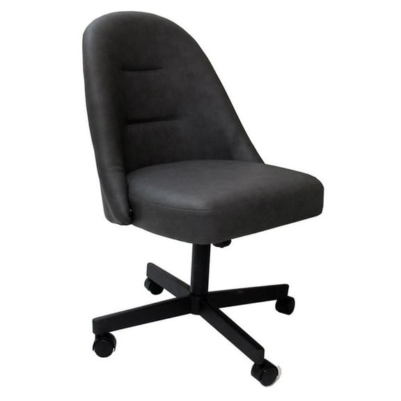 M-235 Swivel Metal Dining Caster Chair - Grey Vinyl - Black