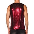 thumbnail image 3 of INSPIRE CHIC Men's Tops Sequin Crew Neck Sleeveless Metallic Tank Top XL Red, 3 of 6