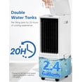 thumbnail image 5 of COOLECH Aires acondicionados portátiles con control remoto, 4 modos y 3 velocidades, sistema de alerta sin agua y tanque de 2.4 gal para enfriamiento de 20 horas, temporizador de 12 horas para apagado, 5 of 5