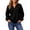 Black, variant on Solid V Neck Drop Shoulder Long Sleeve Top for Women, Loose Fit Casual Blouse Soft Multi Season Daily Work Shirt Yellow