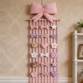 thumbnail image 4 of Organizador de clips para el cabello en forma de moño rosa con tiras de tela colgantes, decoración de pared para habitación de niñas y cuarto infantil, de 80 cm de alto, liviano y fácil de colgar., 4 of 6