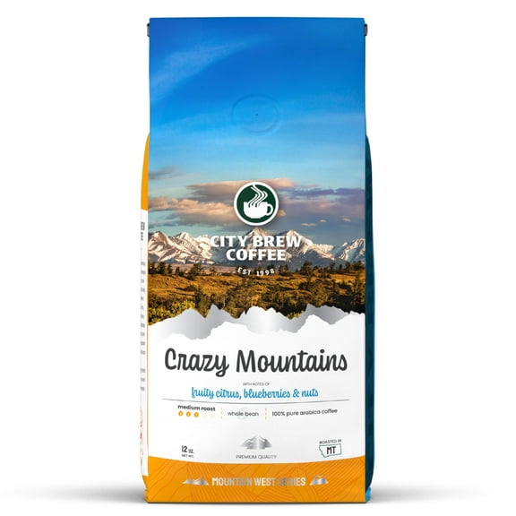City Brew Crazy Mountains Blend Medium Roast Whole Bean Coffee, 12 oz