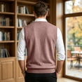 thumbnail image 5 of Dwellite Mens Sweater Vest Casual Sleeveless Knit Pullover V Neck Solid Knit Business Office Fall Winter Sweaters Pink M, 5 of 8