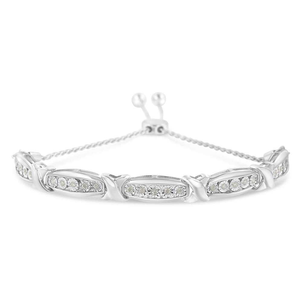 Sterling Silver 0.25ct TDW RoseCut Diamond Bolo Bracelet (IJ, I3