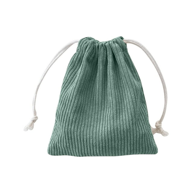 Dvkptbk Storage Corduroy Storage Bag with Drawstring Strap Pocket Makeup Bag for Women Large Capacity Coin Bag Home Essentials