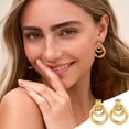 thumbnail image 3 of Gold Geometric Drop Dangle Earrings for Women Long Link Dangle Earrings Jewelry Gift, 3 of 6