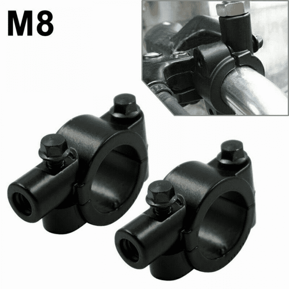 2x 25mm M8 Handlebar Mirror Holder Mirror Mount Mirror Clamp Motorcycle Black