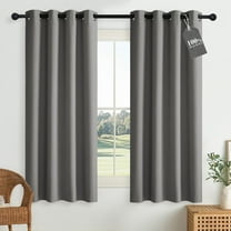 NICETOWN 100% Absolutely Blackout Faux Linen Curtains for Bedroom Grommet Privacy Window Treatment for Kitchen, Gray, 52" W x 63" L, Set of 2