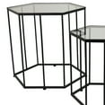 thumbnail image 3 of Kellie Plant Stand Table Set of 3, Black Metal, Hexagon Glass Tops, 3 of 5