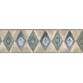 thumbnail image 2 of Beige Blue Black Abstract Wallpaper Border Rhombus Geometric Design, Roll 15' x 7'', 2 of 3