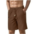 thumbnail image 1 of Summer Savings Clearance! Grrvtrz Mens Casual Beach Linen Shorts Drawstring Elastic Waist Comfy Solid Color Five Point Pants, 1 of 5