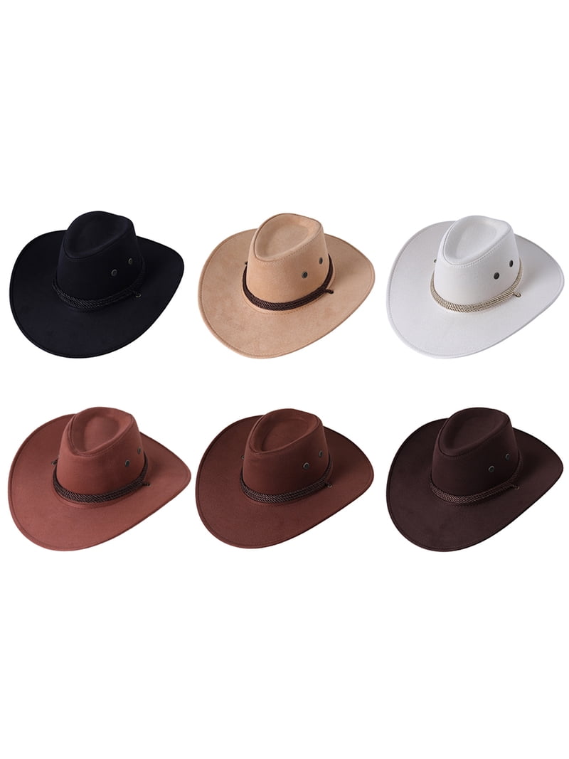 Men Women Cowboy Hat Faux Felt Vintage Western Cap  display picture 1