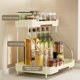 thumbnail image 3 of Organizador de Especias Rack Estante para Comestibles, Estantería de Hierbas para Cocina, Exhibidor de Condimentos, Estantería de Metal con Base de Madera, Estante de 2 Niveles, Resistente,, 3 of 4