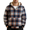 thumbnail image 4 of Mens Flannel Shirt Jacket Sherpa Lined Plaid Full Zip Hoodie Winter Fleece Coat Cotton Outwear for Winter, 4 of 5