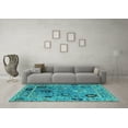 thumbnail image 3 of Ahgly Company Indoor Square Oriental Turquoise Blue Industrial Area Rugs, 5' Square, 3 of 4