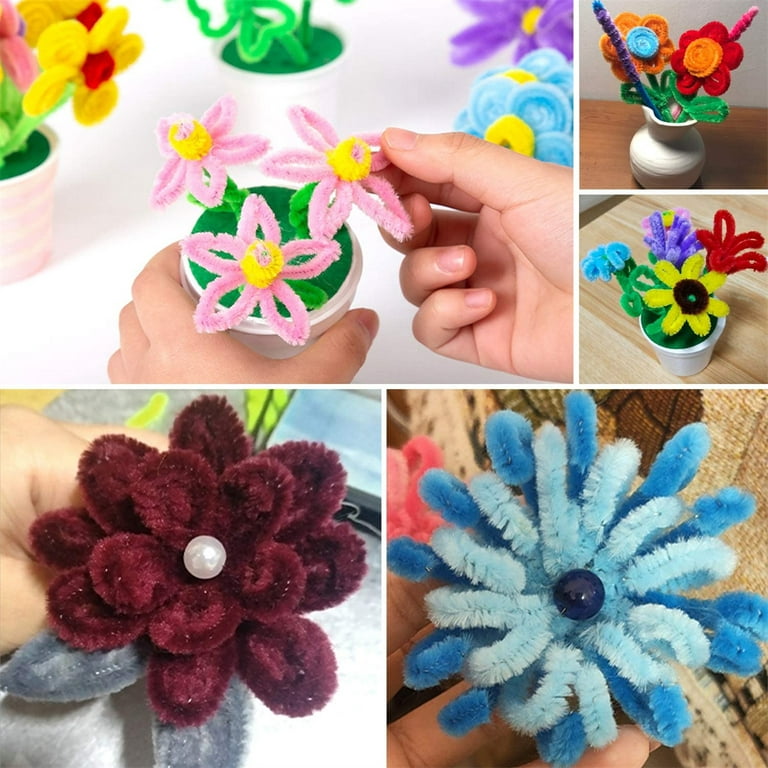 colored 100pcs pipe cleaners craft flowers with Chenille Stems DIY