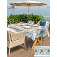 thumbnail image 4 of Blue Beach Coastal Outdoor Tablecloth - 54x80 Inch Rectangle Dining Table Cover, Nautical Shell Starfish Coral Summer Waterproof Outdoor Table Cloth with Umbrella Hole & Zipper for Picnic/Patio/Party, 4 of 7