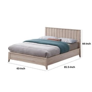 Vasu Twin Size Bed-Reeded Headboard-Whitewash Solid Rubberwood