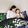 thumbnail image 5 of Manfei Motorcycle Motocross 2pcs Bedding Comforter Set,Honeycomb Grid Twin Comforter Sets,Blue Green Bedding Set,Super Cozy Sport Bedroom Decorative,Reversible, 5 of 8