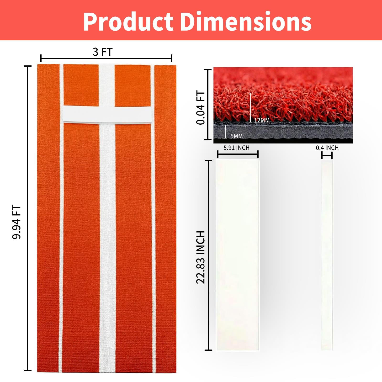 10x3ft Softball Pitching Mat, Thickened Upgraded Version Baseball Hitting Mat, Portable Fastpitch Training Aid, Indoor Outdoor Pitching Training Aid with Soft Rubber for Recreational Practice