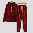 thumbnail image 2 of MaFYtyTPR Women's Sports Sets Fall Winter Fashion Solid Color Hooded Sweatshirt And Long Pant Tracksuits with Drawstring Wine M, 2 of 4