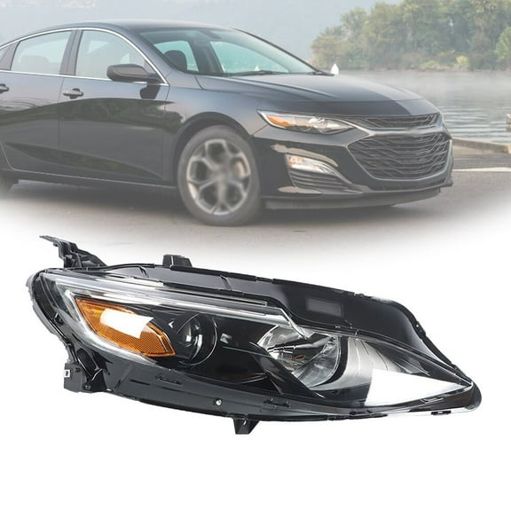 Headlight Assembly For Chevy Malibu 2019-2020 Passenger/Right Side Clear Chrome