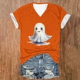 thumbnail image 3 of 2025 Halloween Shirts for Women Short Sleeve Cute Funny Ghost Pumpkin Graphic Tees V Neck Basic Tunic Tops, 3 of 4