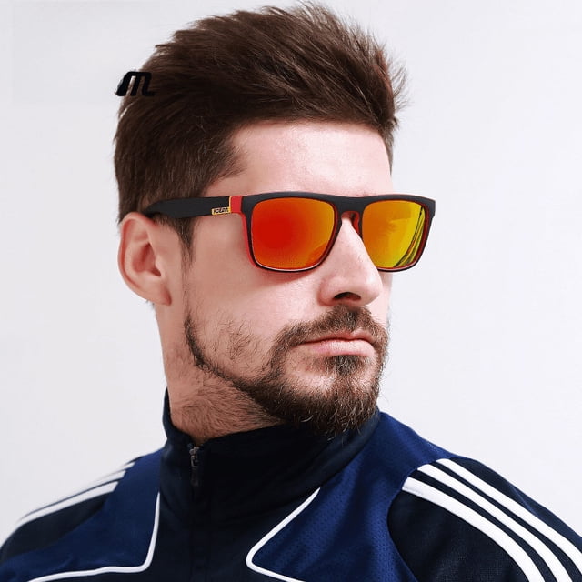 Gafas de sol de conducción coloridas con caja cuadrada, gafas de sol polarizadas para hombres europeos y americanos, gafas de sol deportivas para exteriores con embalaje