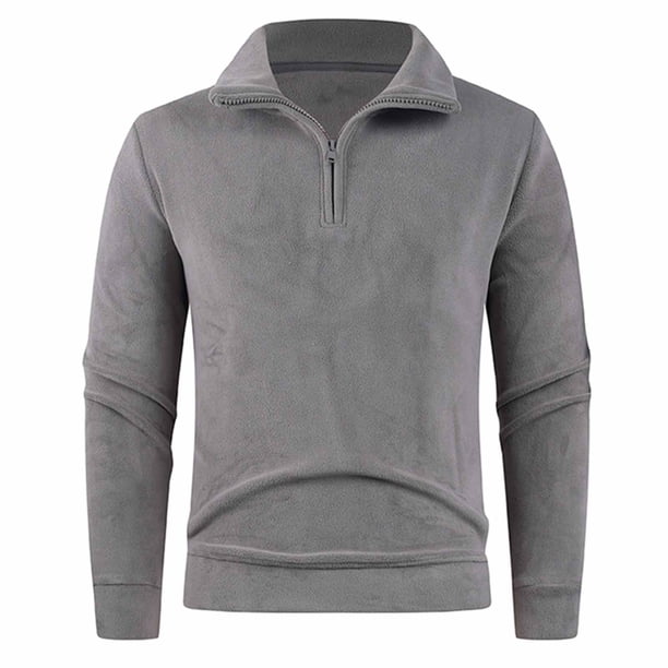 pstuiky Camisas de manga larga de invierno para hombre, Abrigo informal de manga larga con media cremallera y cuello de solapa para hombre, chaquetas informales, abrigos de polar m