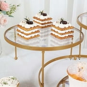 Balsa Circle 23 in Gold 3 Tier Round Metal Cake Dessert Stand Clear Acrylic Plates Party Events Decorations
