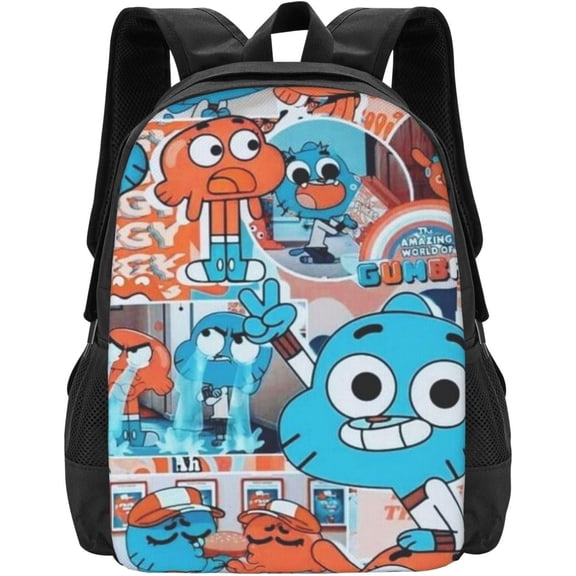 Cartoon Darwin Backpack The Amazing Anime World Of Gumball Theme Backpack Casual Lightweight Backpack The Amazing Anime World Of Gumball Fans Gift Style-6