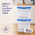 thumbnail image 2 of 2-Pack Secure Latch, Clear Plastic Storage Organizer Bins, 64 Quart, Blue Lid - Stackable Container Boxes for Bedroom, Bathroom, Garage, and Office Organization, 2 of 21