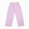 thumbnail image 3 of NIEWTR Girls High Waisted Baggy Cargo Pants Y2K Style Wide Leg with Side Cargo Pockets and Drawstring Waist Spring Trousers（A01-Pink,3-4 Years), 3 of 9