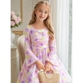 thumbnail image 3 of Lanbubble Girls Long Sleeve Dress Square Neck Bell Sleeve A-Line 7-8Y, 3 of 8
