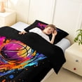 thumbnail image 4 of Castle Fairy Abstract Basketball Graffiti Twin Comforter Sets 2pcs, Sport Watercolor Splash Bedding Set, Black Pink Purple,Black Reversible,1 Comforter and 1 Pillowcase, 4 of 6