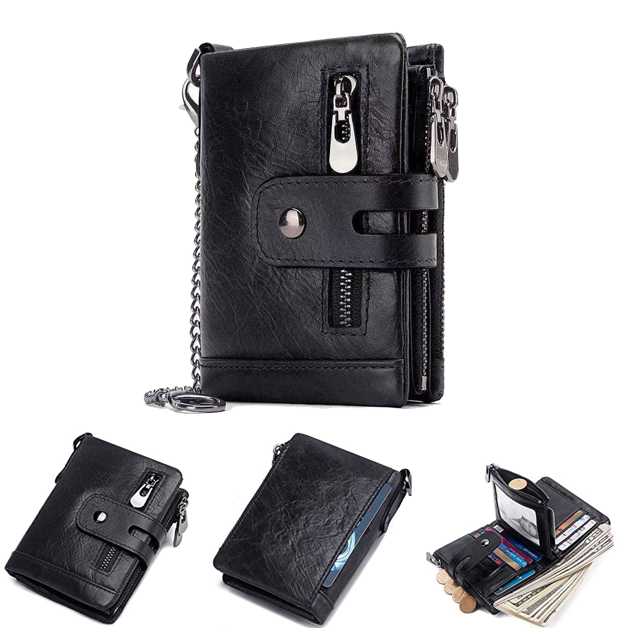 BULLCAPTAIN Genuine Leather Wallet for Men RFID Blocking Bifold