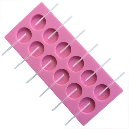 Silicone Lollipop Mold, 12-Capacity Candy Mold, Soap Chocolate Mould with Sticks, for Party Home Candies DIY