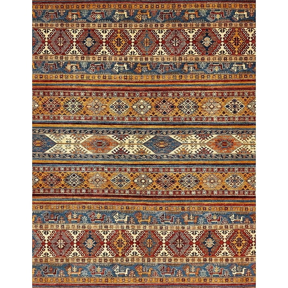 Ahgly Company Indoor Rectangle Abstract Red Abstract Area Rugs, 8' x 12'