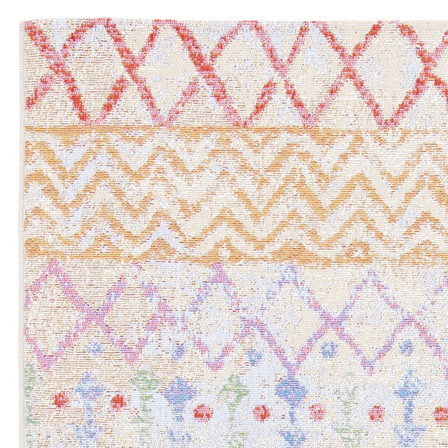 Safavieh Summer Samia Outdoor Geometric Distressed Area Rug, Gold/Blue, 6'7" x 6'7" Round