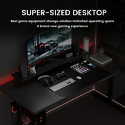 GTRACING 55 Large RGB Sturdy Gaming Desk with Mouse Pad T-Shaped Office Chair Computer Desk Spacious Work Surface Table, Black